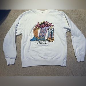 Austin, Texas White Crewneck Pullover